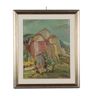 Cesarina Mottironi, Landscape Painting, Oil on Cardboard For Sale