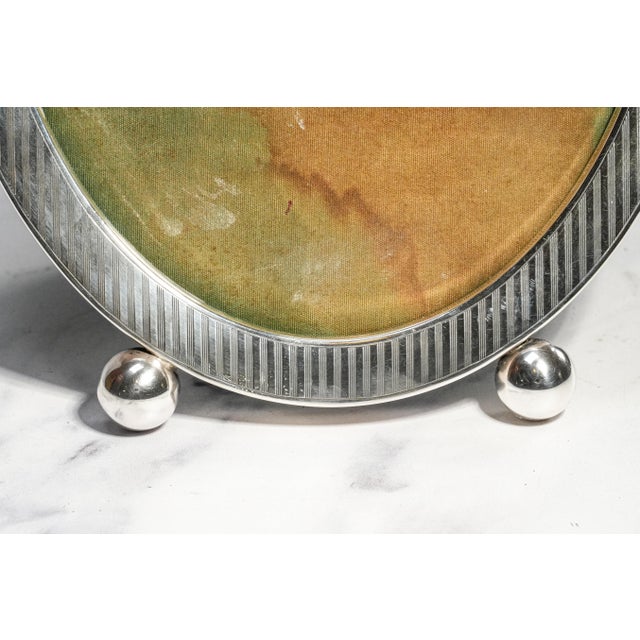 Metal Stunning Large Antique Sterling Silver Picture Frame Oval Photo Frame Luxury Home Decor For Sale - Image 7 of 13