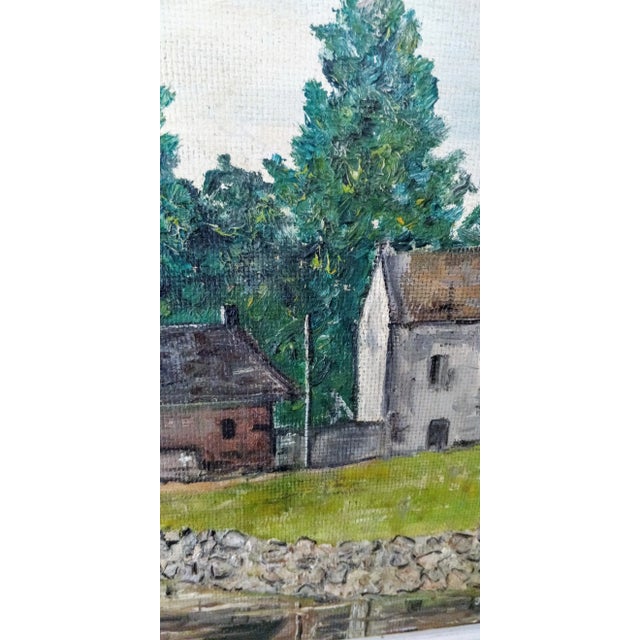 Paint Vintage Derbyshire England Signed Painting by John Straw Tissington Pond For Sale - Image 7 of 11