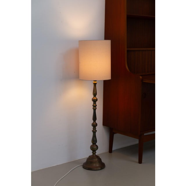 Tall Danish Brass Table Lamp, 1910s For Sale - Image 3 of 18
