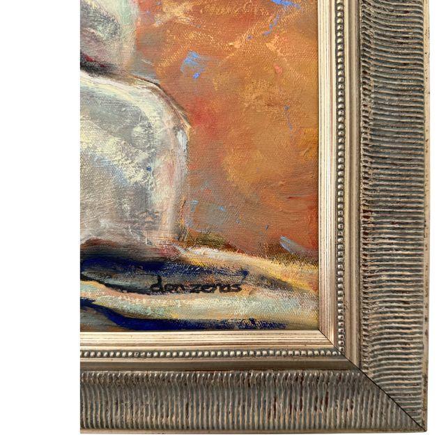 Linen Late 20th Century Original Oil on Canvas, "Meditation", Don Zenas (American, 20th Century), Holland, Michigan For Sale - Image 8 of 16