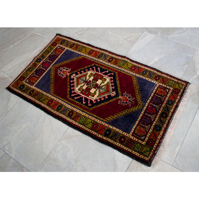 Hand Made Door Mat, Entryway Rug, Bath Mat, Kitchen Decor, Small Rug, Turkish Mat Rug For Sale - Image 6 of 10