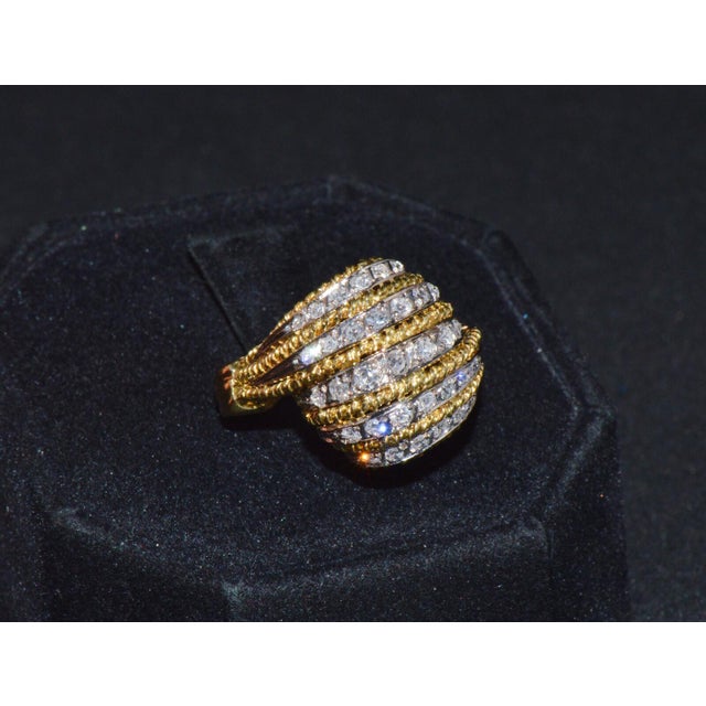Gold Vintage Natural .60Cts VS G Diamond 18K Solid Gold 2 Tone Dome Cocktail Ring, size 7 For Sale - Image 8 of 11