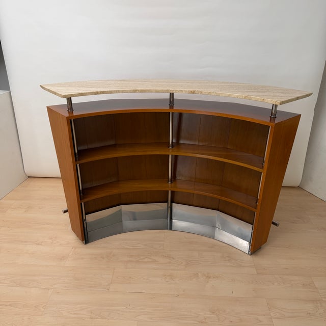 Mid-Century Modern Mid-Century Bar Counter in Teak Wood, Metal and Travertine, Italy, 1970 For Sale - Image 3 of 18