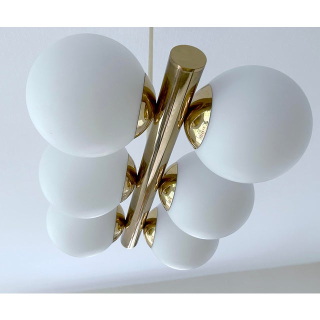 Vintage Glass Pendant Light in the style of Stilnovo, 1950s For Sale - Image 15 of 18