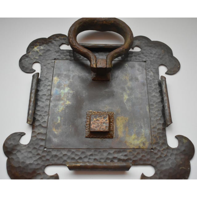 Large Brass Hammered Arts and Crafts Door Knocker. Backplate Measurements 10.5" height x 10.375" width x 2" depth Door...