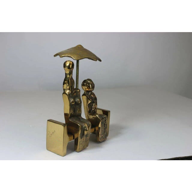 A very charming modern bronze sculpture 'Rendez-vous d'Amour', contemporary abstracted man and woman figures(removable)...