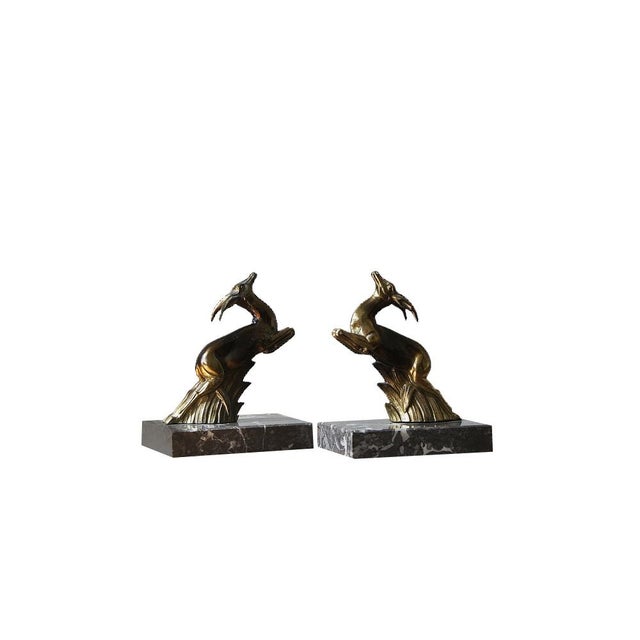 1930s Antelope Bookends on Marble Bases, 1930s, Set of 2 For Sale - Image 5 of 5
