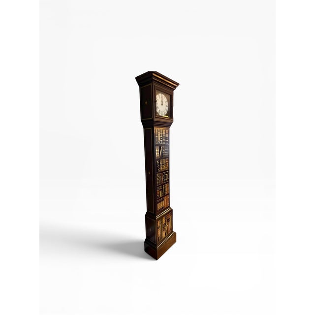 English Late 1990s Maitland-Smith Grandfather Clock With Bookspline Leather Detailing For Sale - Image 3 of 14