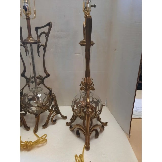 Pair of Vintage Art Nouveau Lamps For Sale - Image 4 of 8