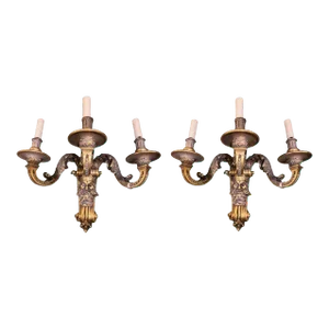 Mid 19th Century Bronze Sconces With Bacchus Masks - a Pair