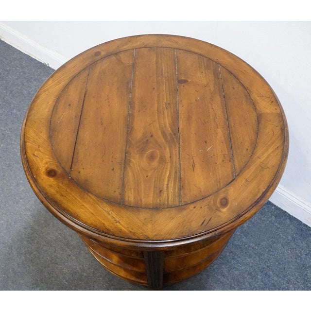 Stanley Furniture Stanley Furniture Solid Knotty Pine English Country Revival 28" Round Tiered Accent End Table 534-15-12 For Sale - Image 4 of 9