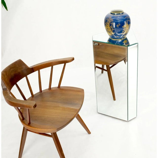 Mid Century Modern Triangular Beveled Mirrors Pedestal Stand End Table Console For Sale - Image 6 of 13