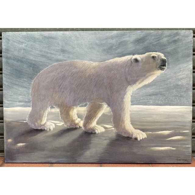 André Ferrand - "The Bear on the ice floe" Signed lower right Signed, dated on the back Oil on canvas / wooden frame...