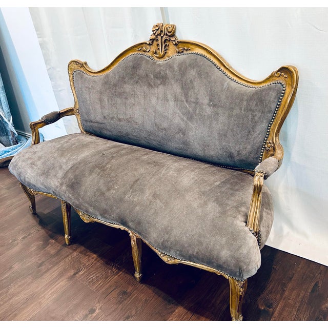 Wood 19th Century Italian Louis XV Rococo Style Salon Sofa For Sale - Image 7 of 12