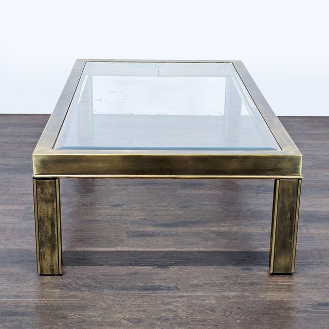 1990s Vintage American Brass and Glass Coffee Table For Sale - Image 5 of 7