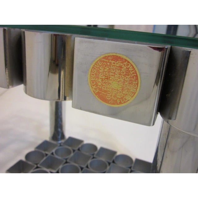 Italian L.A.R.M. Designs Chromed Steel & Glass Sculptural Side Table For Sale - Image 9 of 11