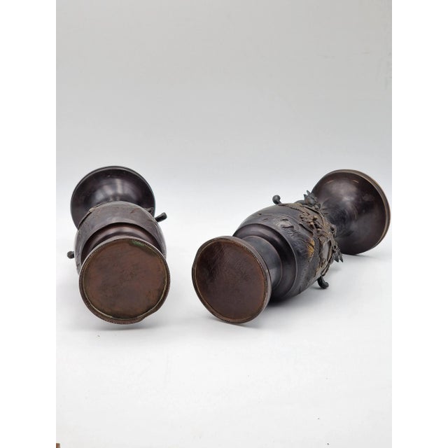Black 19th Century Japanese Vases, Set of 2 For Sale - Image 8 of 9