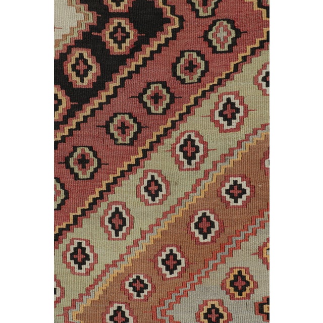 Transitional Vintage Mid-Century Malatya Geometric Orange Multicolor Wool Kilim Rug For Sale - Image 3 of 7