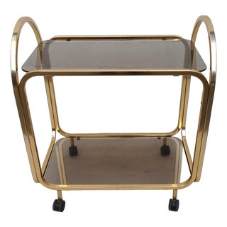Vintage Gilded Aluminium Kaymet Bar Cart Trolley, 1970s For Sale