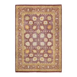 Vintage Moroccan Hand Knotted Wool Area Rug, Raspberry Pink - 6'2" X 8'10" For Sale