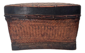 Large Philippine Bontoc Rattan and Bamboo 'Tayaan' Storage Basket 1950's 21.5"