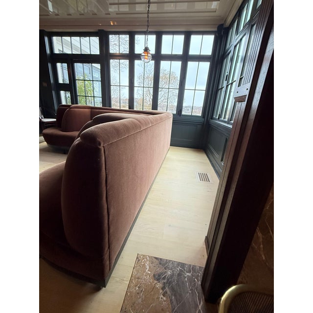 Custom Mohair Velvet Banquette Sectional For Sale - Image 11 of 16