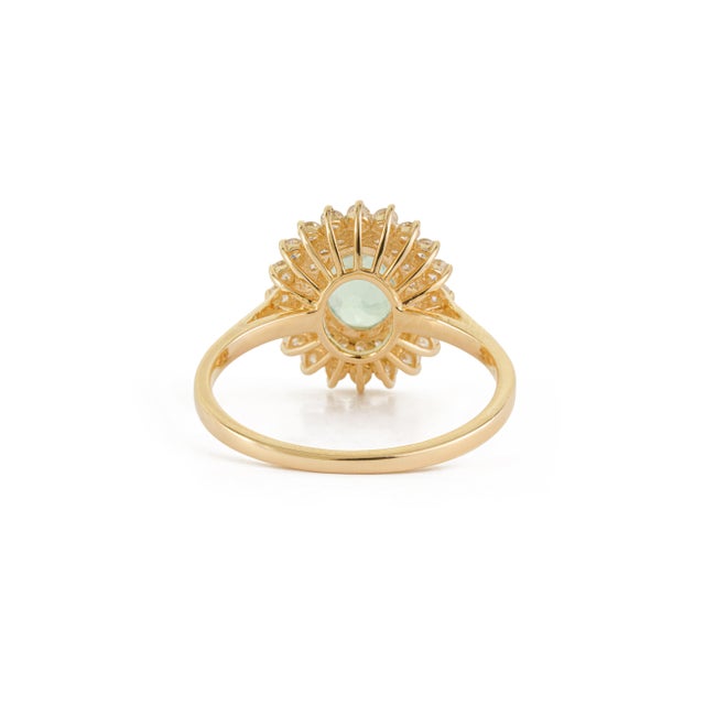 14k Yellow Gold 1.18 Ct Oval Paraiba Tourmaline & Diamond Double Halo Ring Size 5 For Sale - Image 10 of 18