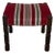 Dark Oak Ottoman Footstool With Red Striped Fabric Upholstery and Nailhead Trim Vintage For Sale