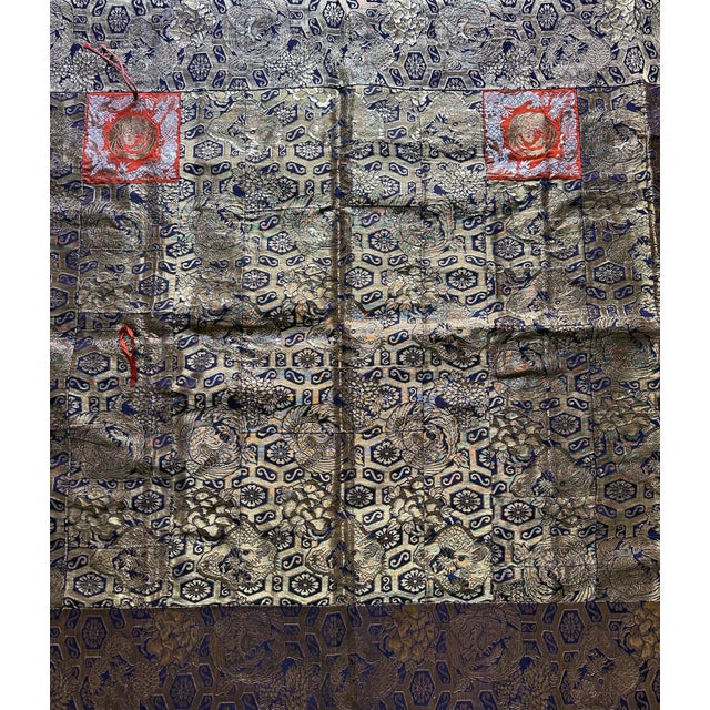 Magnificent Antique Japanese Woven Brocade Kesa Monk's Robe Meiji Period For Sale - Image 9 of 18