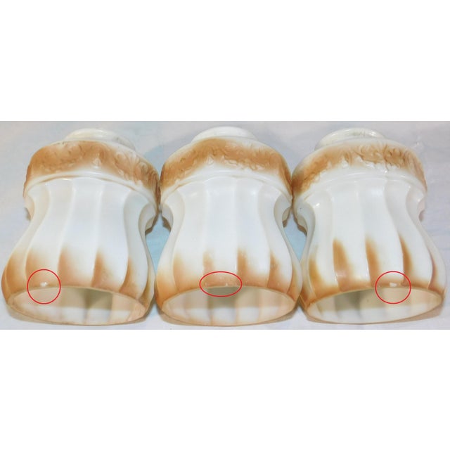 Antique Art Nouveau Lightolier Brass and Milk Glass Ceiling & Wall-Mounted Lights Set For Sale - Image 17 of 18