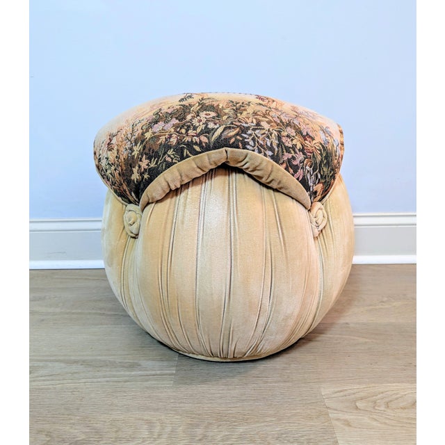 Vintage Camel Tapestry Pillow Top Pouf Ottoman For Sale - Image 4 of 15