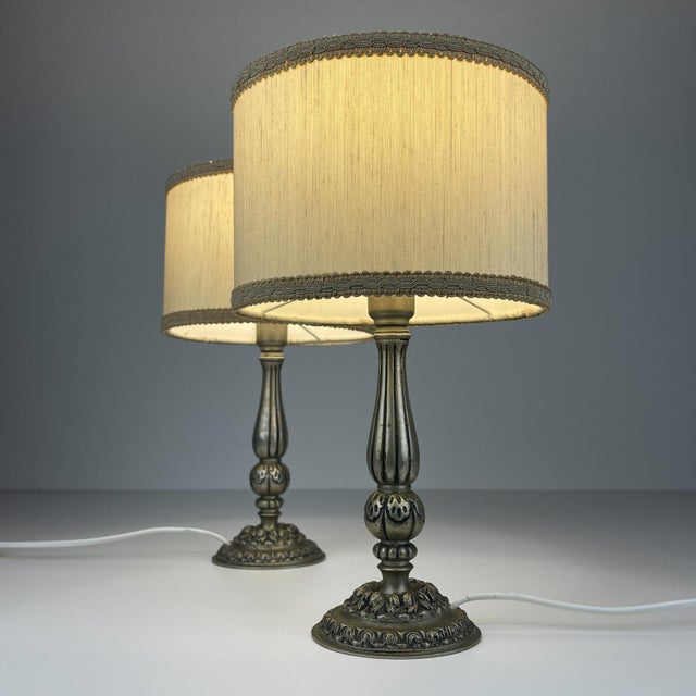 Vintage Metal Table Lamp, Italy 1960s, Set of 2 For Sale - Image 11 of 14