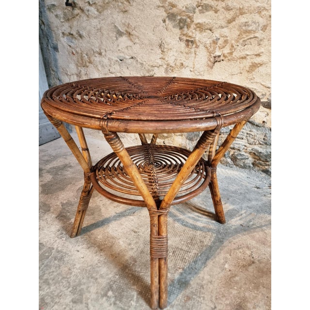 Vintage Rattan Lounge Set, France, 1940s, Set of 3 For Sale - Image 9 of 18