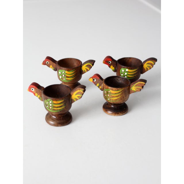 Vintage Wooden Bird Egg Cups Set of 4 For Sale - Image 6 of 9