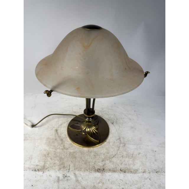 1980s Table Lamp in Brass and Opal Glass, 1980s For Sale - Image 5 of 9