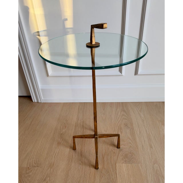 Contemporary Discontinued Global Views Quad Pod Gold Leaf & Glass Accent Table For Sale - Image 3 of 9