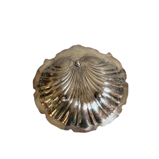Vintage W & Sb English Regency Style Silver Plated Large Scallop Clam Shell Serving Dish For Sale - Image 10 of 12