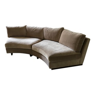 Milo Baughman for Thayer Coggin Semicircular Beige Velvet Armless Sectional Sofa For Sale