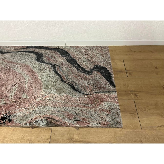Black Rectangular Pink Marble Coffee Table, 1970s For Sale - Image 8 of 9