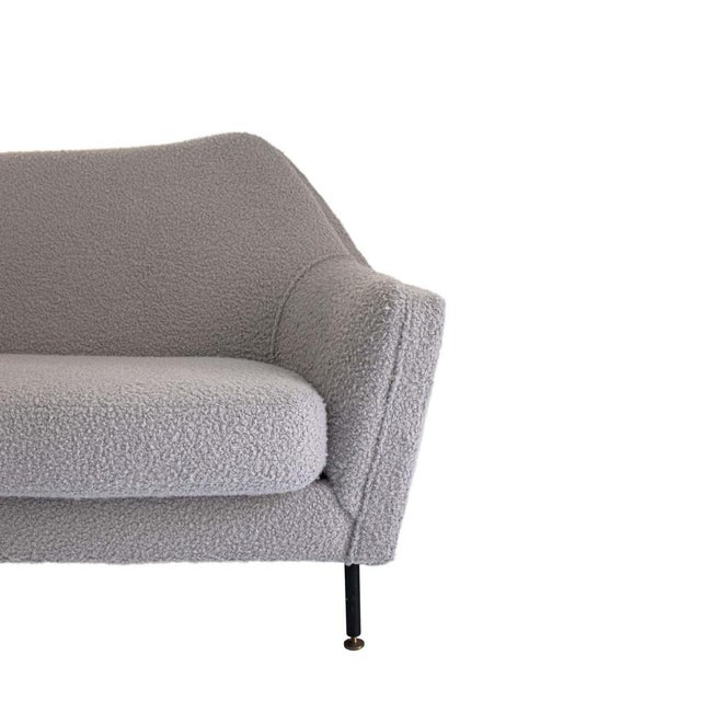 Mid-Century Corner Sofa in Grey Bouclé, Italy, 1950s For Sale - Image 6 of 7