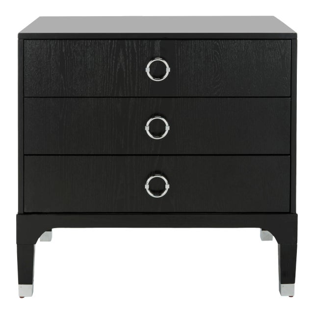 Tony 3 Drawer Contemporary Nightstand in Black For Sale