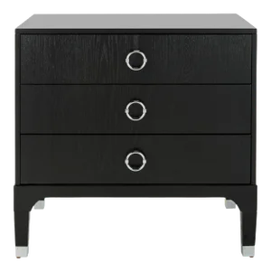 Tony 3 Drawer Contemporary Nightstand in Black