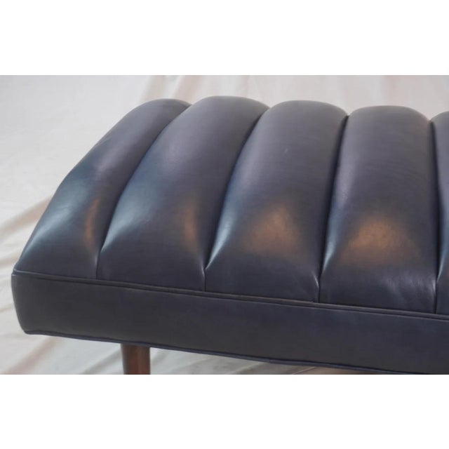 2020s Arteriors Christophe Indigo Leather Refinery Bench For Sale - Image 5 of 7
