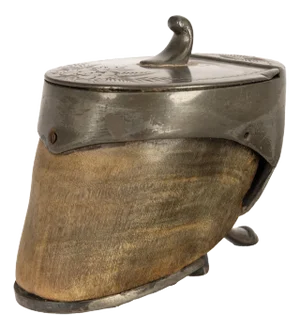 Antique 19th Century Victorian Engraved Horses Pony Hoof Pewter Snuff Box 1860