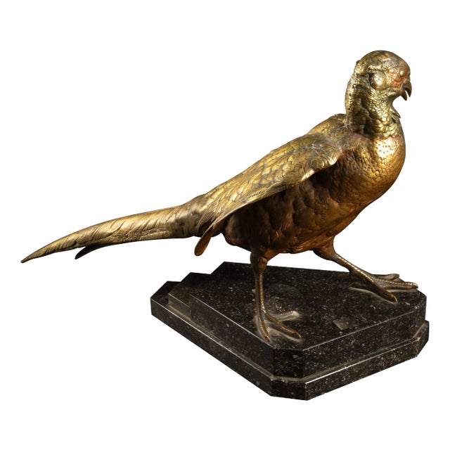 Gilded Bronze Pheasant Sculpture by Jules Moigniez 16"H For Sale