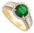 1.24ct Round Emerald Vintage Diamond Cocktail Ring in 14k Yellow Gold Size 6 For Sale