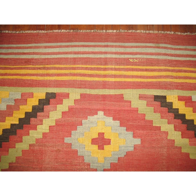 Zabihi Collection Square Room Size Turkish Kilim For Sale In New York - Image 6 of 6