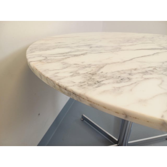 Vintage Round Dining Table in White Marble and Chrome Metal, 1970s For Sale - Image 13 of 17