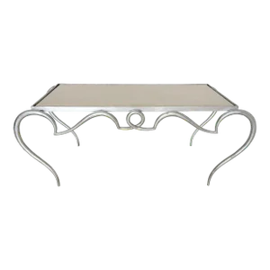 Rene Prou Silver Leaf Iron Scroll Coffee Table